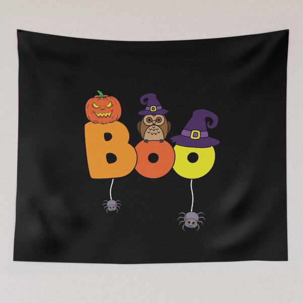 Item preview, Halloween BOO Pumpkin Owl Witch Typography designed and sold by Uglyandcute.