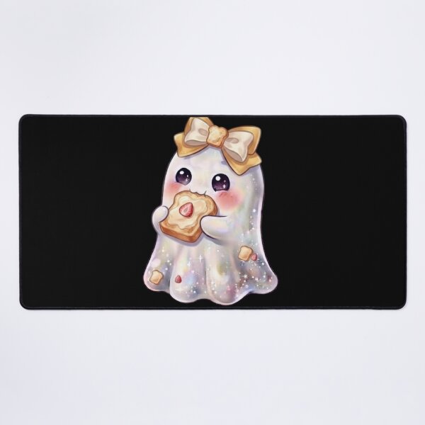 Item preview, Cute Kawaii Ghost Eating a Toast Design / Fall Season / Halloween / Foodie / Butter/ Strawberry T-shirts mugs stickers phone case hardcover journal poster designed and sold by TeenLake.