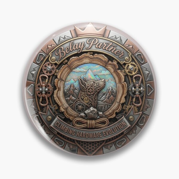 Item preview, Belay Partner Steampunk Dog Climbing Hardware Evolution Emblem Sticker designed and sold by EfectoCreativo.