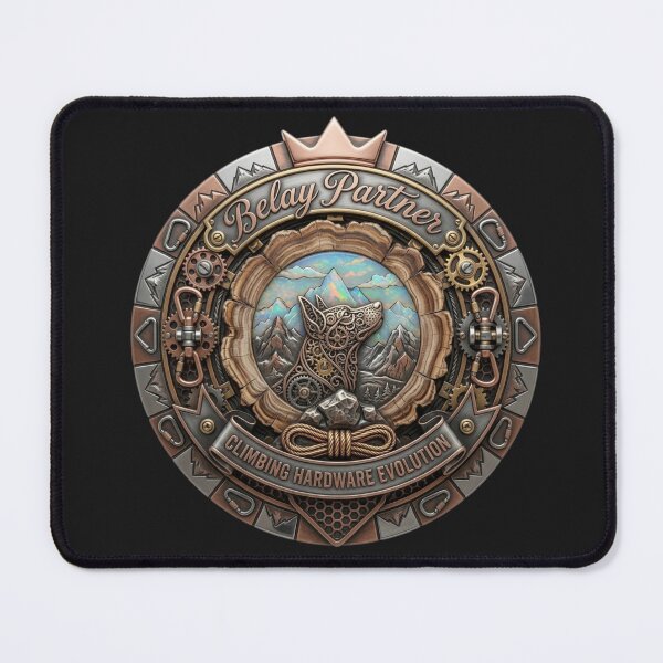 Item preview, Belay Partner Steampunk Dog Climbing Hardware Evolution Emblem Sticker designed and sold by EfectoCreativo.