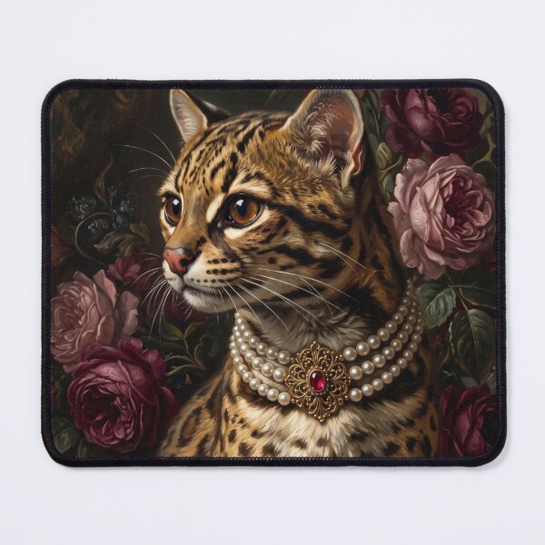 Item preview, Regal Ocelot Portrait with Ruby Brooch designed and sold by Real Beast Art.
