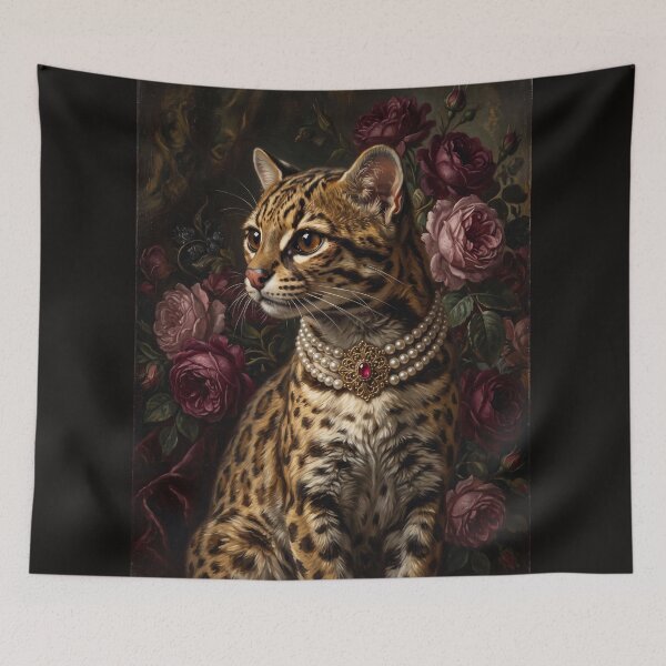 Item preview, Regal Ocelot Portrait with Ruby Brooch designed and sold by Real Beast Art.
