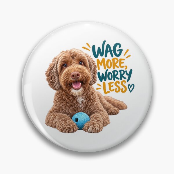Item preview, Wag More Worry Less – Happy Labradoodle Dog designed and sold by Mori Finch Press.