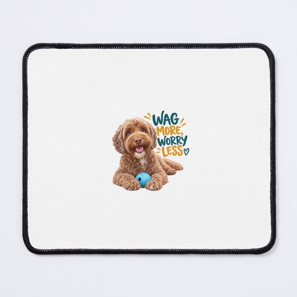 Item preview, Wag More Worry Less – Happy Labradoodle Dog designed and sold by Mori Finch Press.