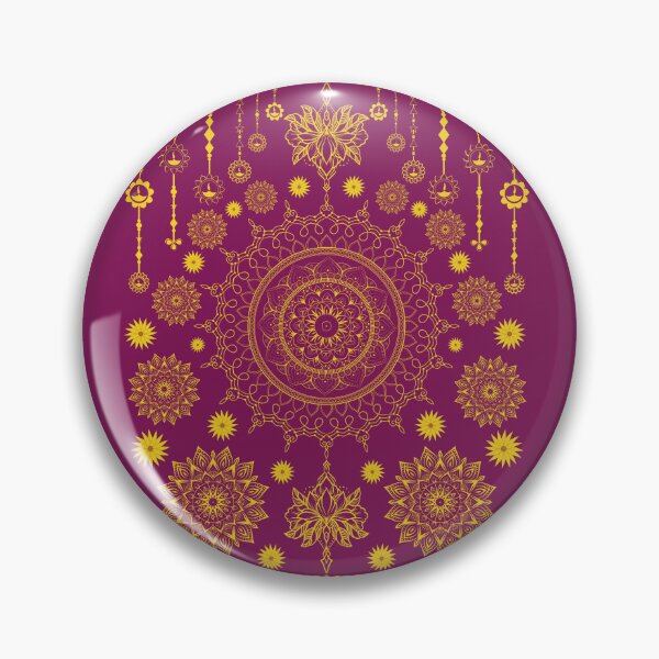 Item preview, Traditional Indian Diwali Diya Mandala Maroon Gold - Festive Deepavali Mandala Design designed and sold by Rehnair.