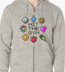 "Hit The Gym" Indigo League Badges Zipped Hoodie