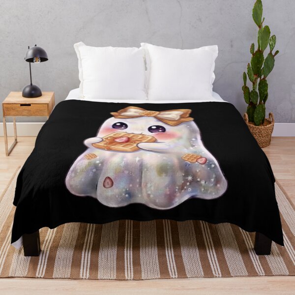 Item preview, Cute Kawaii Ghost Eating a Waffle Design / Fall Season / Halloween / Foodie / Maple Syrup / Strawberry T-shirts mugs stickers phone case hardcover journal poster designed and sold by TeenLake.