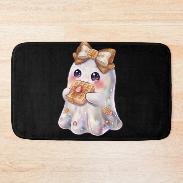 Item preview, Cute Kawaii Ghost Eating a Waffle Design / Fall Season / Halloween / Foodie / Maple Syrup / Strawberry T-shirts mugs stickers phone case hardcover journal poster designed and sold by TeenLake.