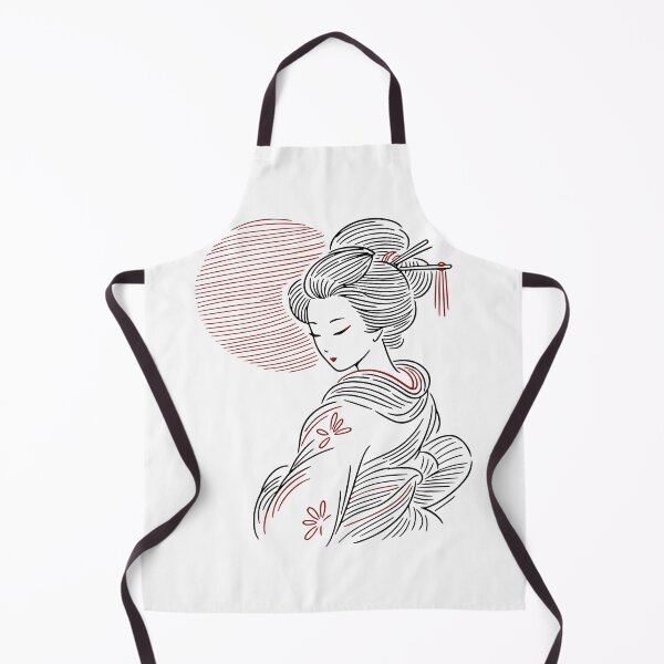 Item preview, Geisha with red sun line art designed and sold by rolfzogg.