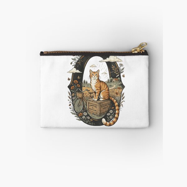 Item preview, Cottagecore Orange Cat Vintage Bicycle Countryside Adventure Art designed and sold by mood-draftsman.