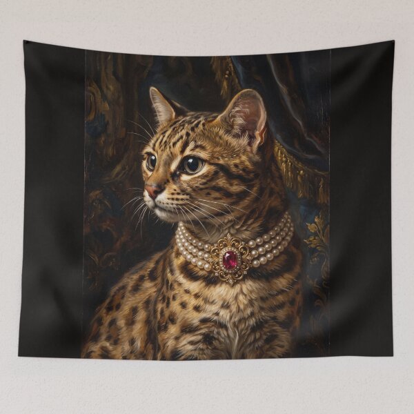 Item preview, Regal Ocelot Portrait with Ruby Medallio designed and sold by Real Beast Art.