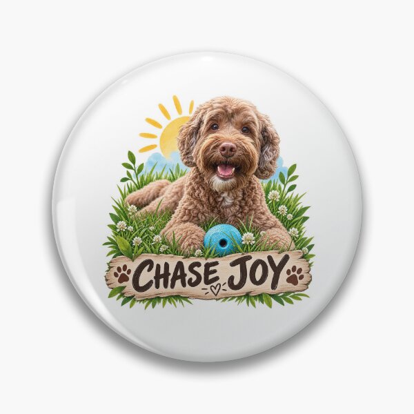 Item preview, Chase Joy – Happy Labradoodle Fetch Dog designed and sold by Mori Finch Press.