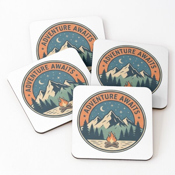 Item preview, Adventure Awaits Vintage Mountain Campfire - Retro National Park Outdoor Sticker designed and sold by Rehnair.