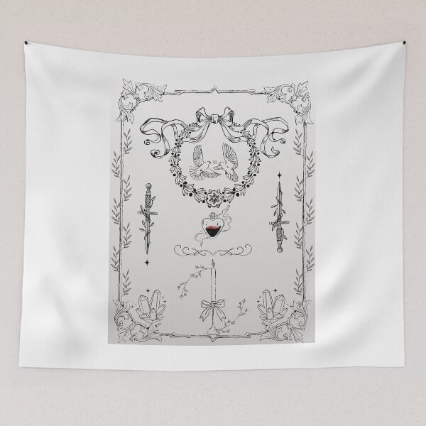 Item preview, Vintage Romance Daggers - Ornate Black and White Tattoo Flash Print designed and sold by Rehnair.