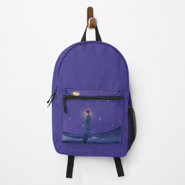 Item preview, Boy Under Moonlit Starry Sky - Lofi Aesthetic Celestial Scenery Print designed and sold by Rehnair.