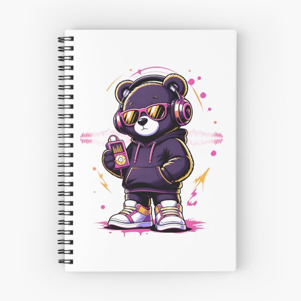 Item preview, Chill DJ Bear with Headphones and Retro MP3 Player designed and sold by Catchy-Couture.
