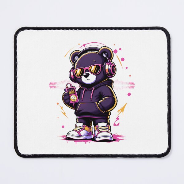 Item preview, Chill DJ Bear with Headphones and Retro MP3 Player designed and sold by Catchy-Couture.