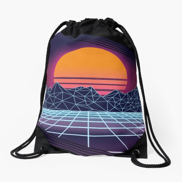 Outrun Sunset Drawstring Bag