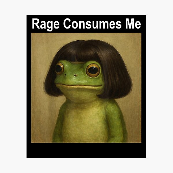 Item preview, Rage consumes me Frog Funny Frog Bob Haircut Meme Humor Gift designed and sold by Churt-Decor.