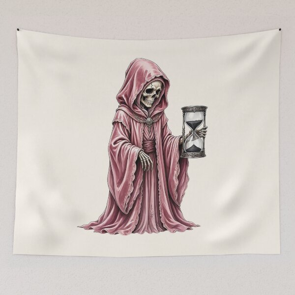 Item preview, Pink Grim Reaper with Hourglass – Gothic Death and Time designed and sold by SweetLilith.