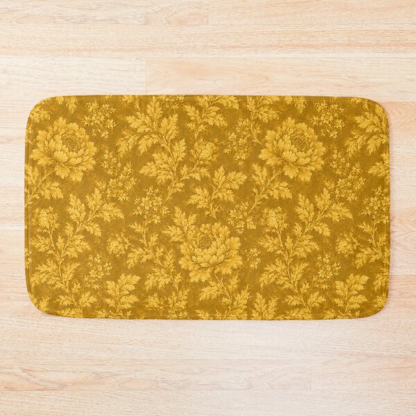 Item preview, Mustard Yellow Tonal Floral Jacquard designed and sold by Sandy Beach Decor.