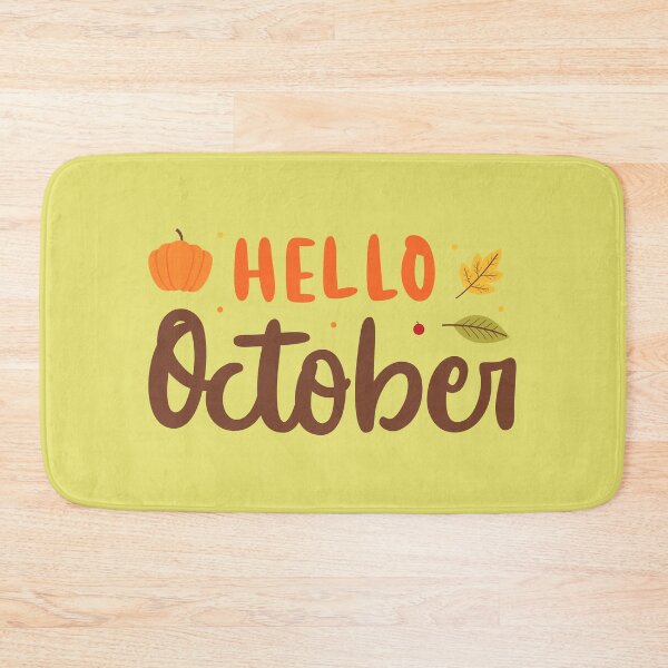 Item preview, Hello October Cute Pumpkin and Autumn Leaves Lettering designed and sold by SolutionsArt.