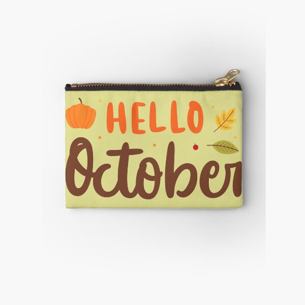 Item preview, Hello October Cute Pumpkin and Autumn Leaves Lettering designed and sold by SolutionsArt.