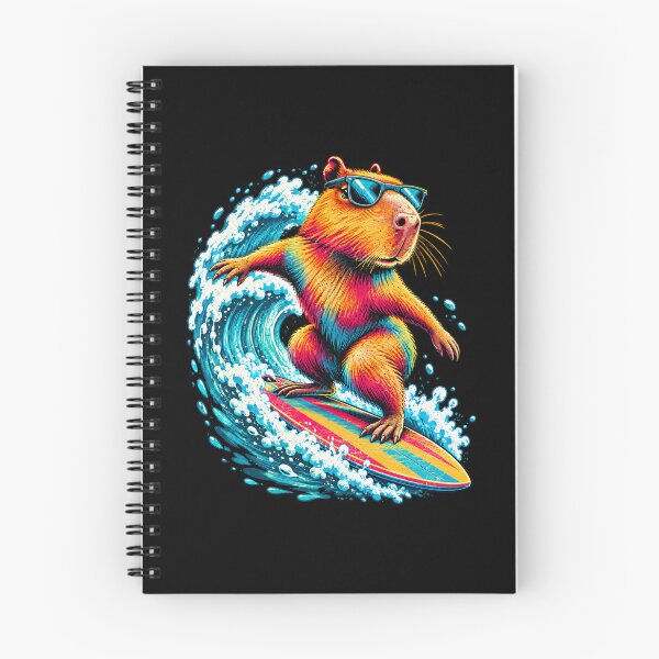 Item preview, Surfing Capybara Colourful Animal Surfer Design designed and sold by JesterKrewArt.