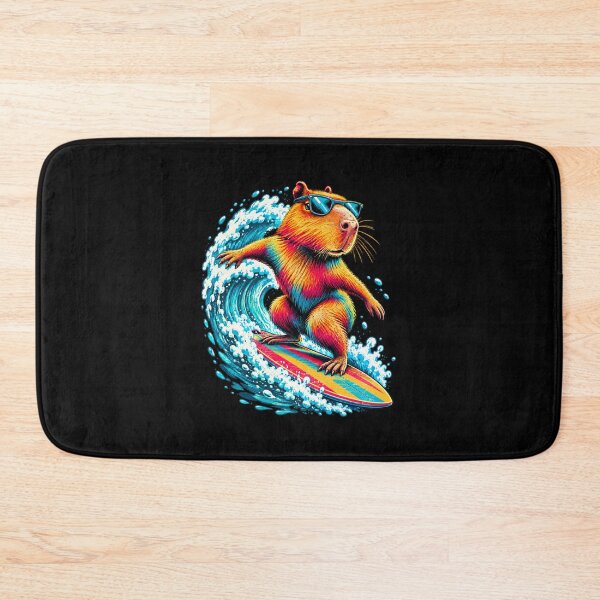 Item preview, Surfing Capybara Colourful Animal Surfer Design designed and sold by JesterKrewArt.