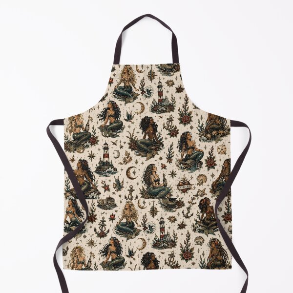 Item preview, Vintage Tattoo Mermaid Celestial Pattern designed and sold by Sandy Beach Decor.