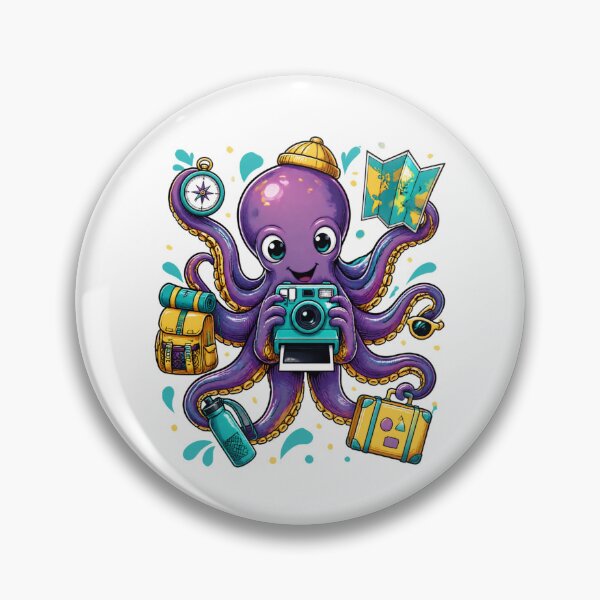 Item preview, Multitasking Travel Octopus with Camera and Map designed and sold by Catchy-Couture.