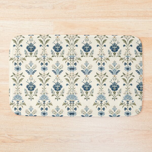 Item preview, Classic Blue Botanical Damask Pattern designed and sold by Sandy Beach Decor.