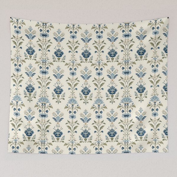 Item preview, Classic Blue Botanical Damask Pattern designed and sold by Sandy Beach Decor.