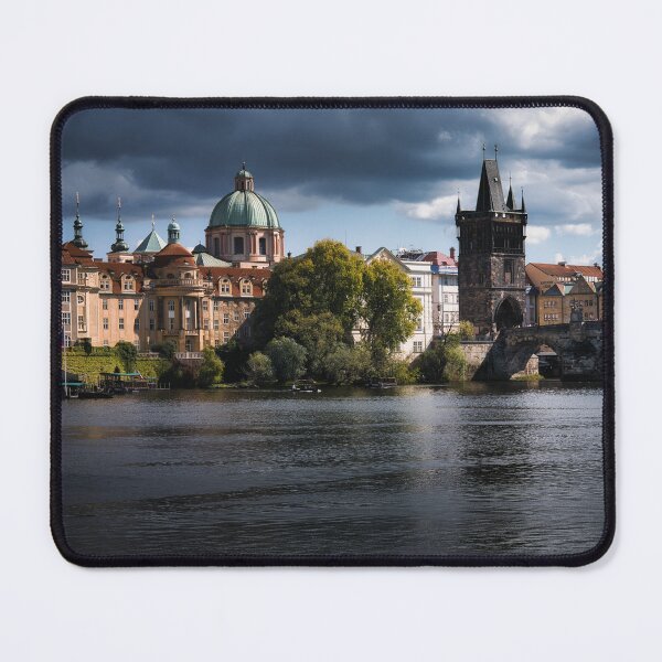 Item preview, Charles Bridge and Old Town Bridge Tower in Prague under dramatic sky designed and sold by RastislavS.
