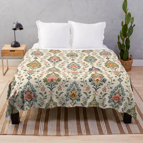 Item preview, Vintage English Folk Floral Damask designed and sold by Sandy Beach Decor.