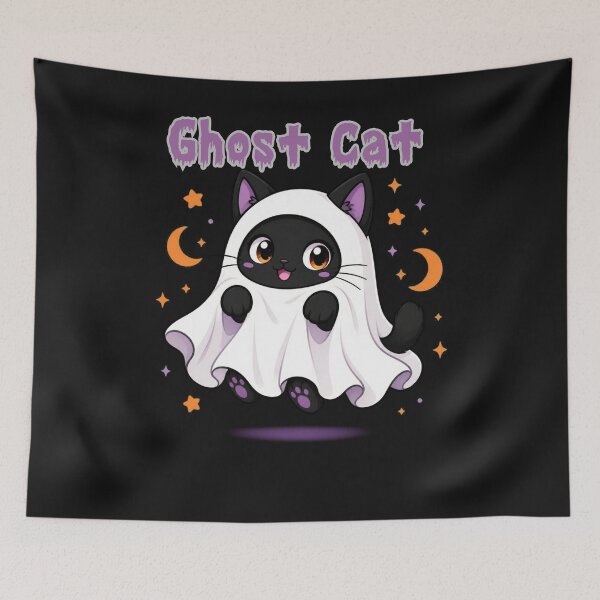 Item preview, Cute Ghost Cat – Funny Halloween Kawaii Cat designed and sold by VisualPantry.