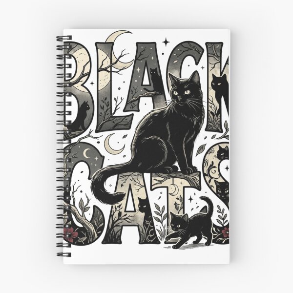 Item preview, Gothic Black Cats Dark Academia Woodcut Typography Art designed and sold by mood-draftsman.