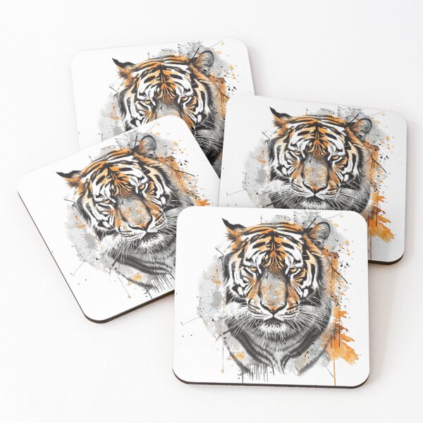 Item preview, Fierce Tiger Warrior – Motivational Wild Cat Ink Art designed and sold by NaqxshDesignStudio.
