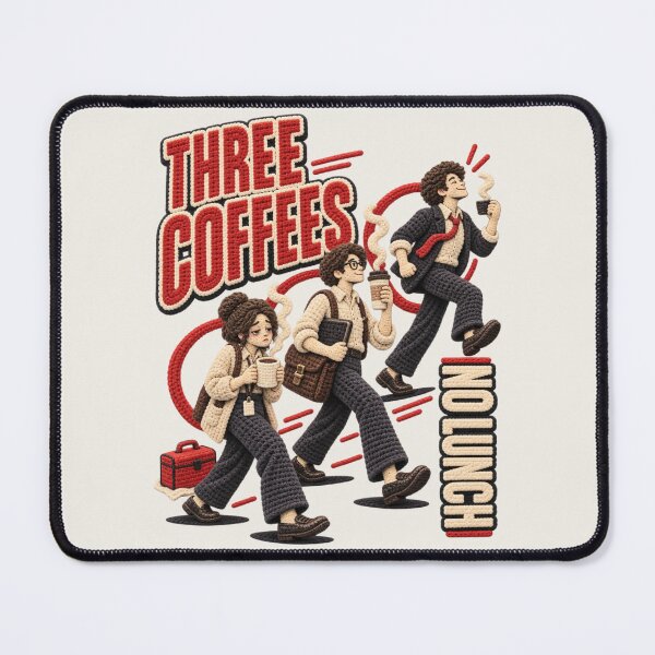Item preview, Three Coffees No Lunch – Style Crochet Working Woman Humor designed and sold by AmiGraph.