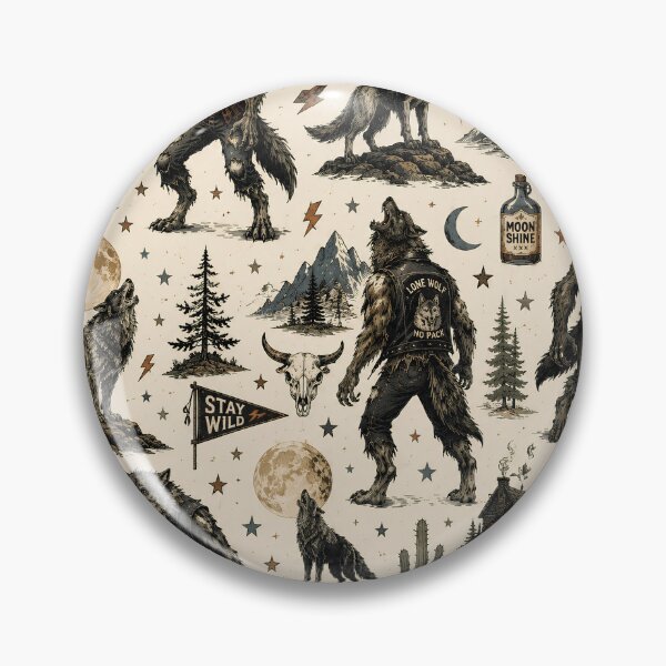Item preview, Vintage Werewolf Gothic Forest Pattern designed and sold by Sandy Beach Decor.