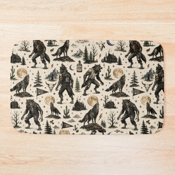 Item preview, Vintage Werewolf Gothic Forest Pattern designed and sold by Sandy Beach Decor.