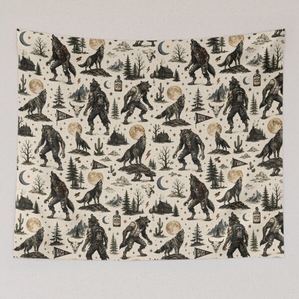 Item preview, Vintage Werewolf Gothic Forest Pattern designed and sold by Sandy Beach Decor.