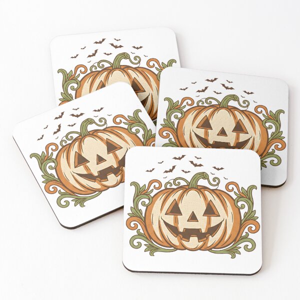 Item preview, Classic Retro Jack O Lantern with Ornate Scrollwork and Bats designed and sold by VibranPalette.