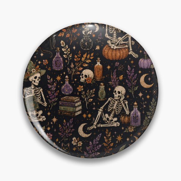 Item preview, Gothic Skeleton Witch Halloween Pattern designed and sold by Sandy Beach Decor.