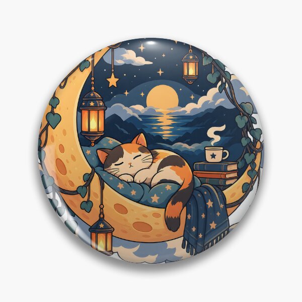 Item preview, Cozy Cat Sleeping on Crescent Moon Art designed and sold by Herodestroyer.