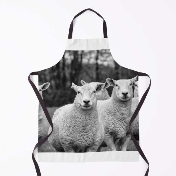 Item preview, Curious Flock of Sheep Farm Animal Black and White Photography designed and sold by leonwoods.