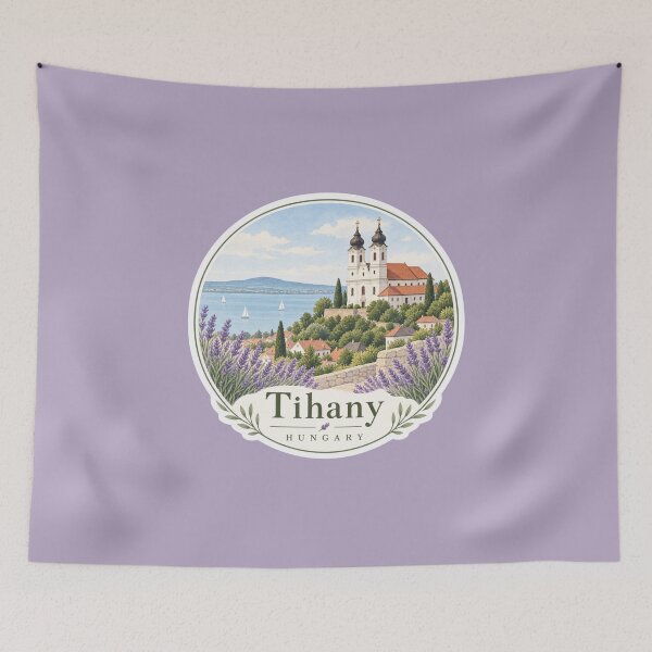 Item preview, Tihany Hungary Lake Balaton Lavender Travel Art designed and sold by GusiaTreasures.