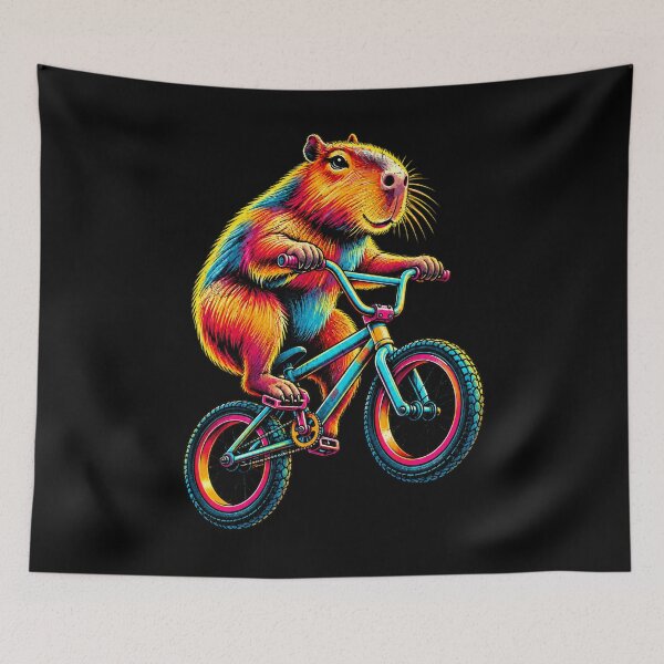 Item preview, BMX Capybara Colourful Animal Bike Rider Design designed and sold by JesterKrewArt.