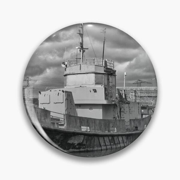 Item preview, Abandoned Tugboat Industrial Maritime Black and White Photography designed and sold by leonwoods.