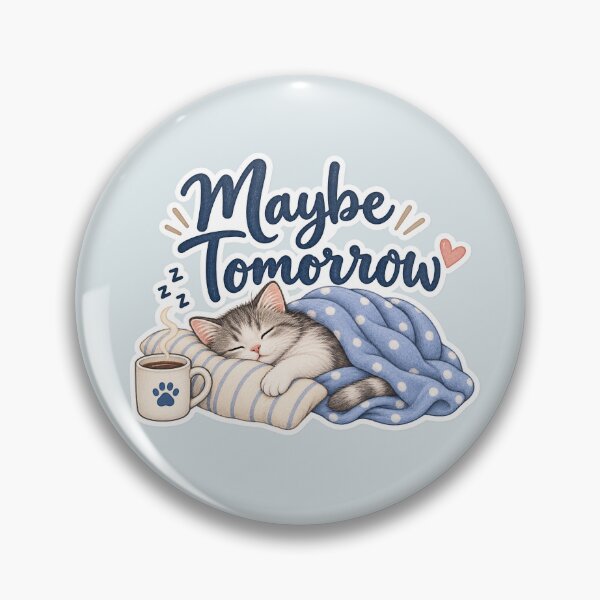Item preview, Maybe Tomorrow – Funny Sleepy Cat designed and sold by Sasas Design.